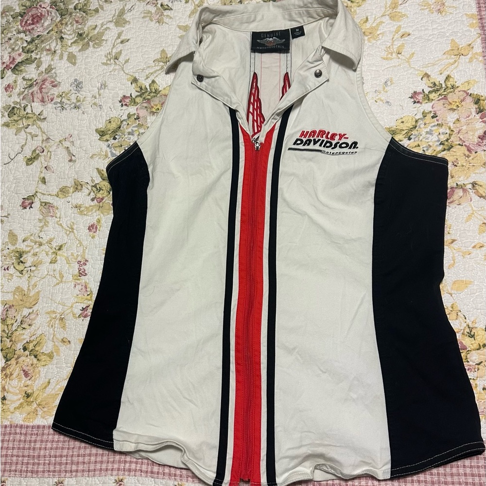 COPY - GENUINE VINTAGE HARLEY DAVISON SEXY Biker Babe SLEEVELESS TOP SIZE MEDIUM